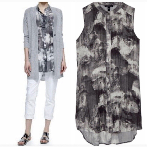Eileen Fisher Shirt Women Ink Blot Silk Tunic Sleeveless Art to Wear - Picture 1 of 9